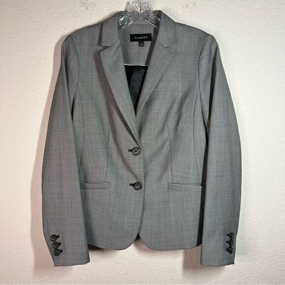Talbots Black White Double Button Blazer Suit Jacket Womens‎ Size 6 - Picture 1 of 6